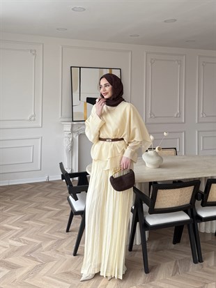 Flair Asimetrik Kesim Pantolon Takım Butter Yellow (8050)
