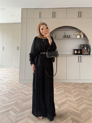 Flair Asimetrik Kesim Pantolon Takım Siyah (8050)