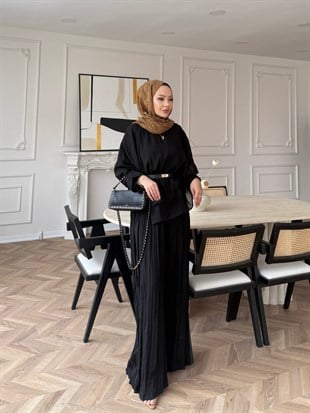 Flair Asimetrik Kesim Pantolon Takım Siyah (8050)