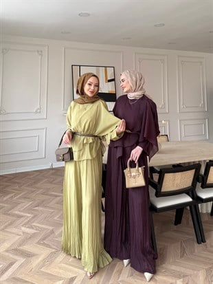Flair Asimetrik Kesim Pantolon Takım Yağ Yeşili (8050)