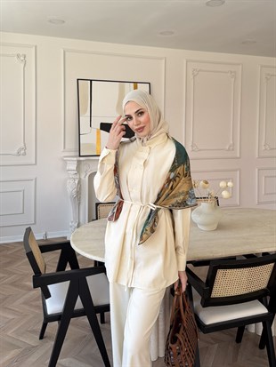 Flint Düğme Detaylı Pantolonlu Takım Bej (4517)