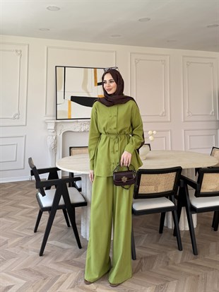 Flint Düğme Detaylı Pantolonlu Takım Yeşil (4517)