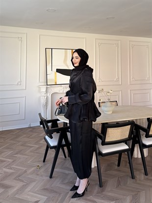 Flora Janjan Pantolon Takım Siya (5787)