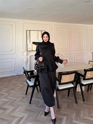 Flora Janjan Pantolon Takım Siya (5787)
