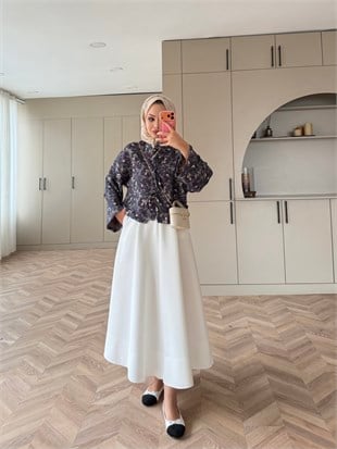 Floral Önü Bağlamalı Jakar Ceket Mor (4587)