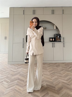 Flow Pelerinli Ceket Takım Taş (4460)