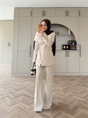 Flow Pelerinli Ceket Takım Taş (4460)