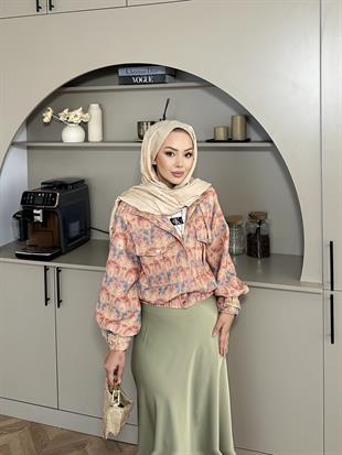 Flower Bomber Ceket Pembe