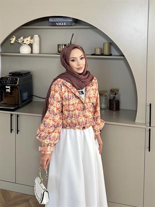 Flower Bomber Ceket Turuncu