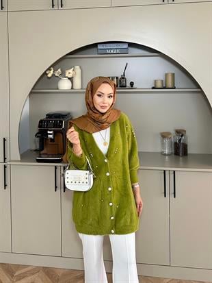 Frida Angora Hırka Yeşil