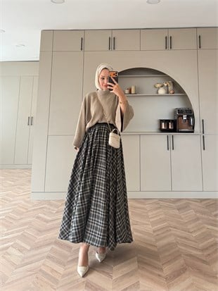 Frill Ekose Etek Desen 2 Haki