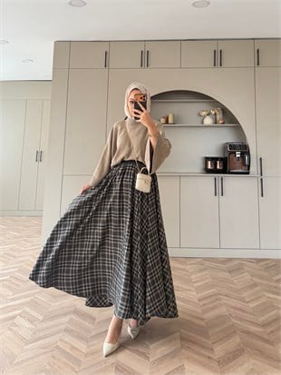 Frill Ekose Etek Desen 2 Haki