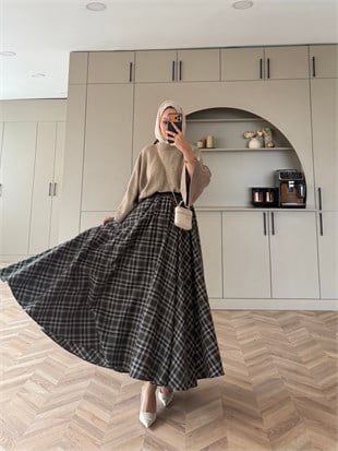 Frill Ekose Etek Desen 2 Haki