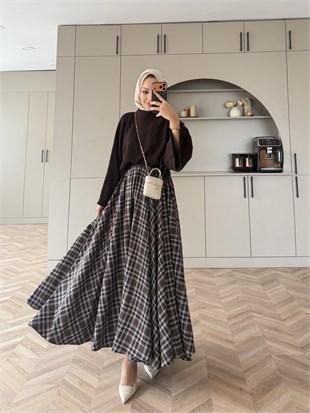 Frill Ekose Etek Desen 2 Kahve 