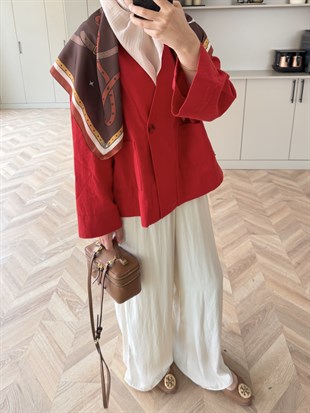 Front Düğmeli Bluz Kırmızı (5461)