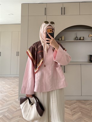 Front Düğmeli Bluz Pembe (5461)
