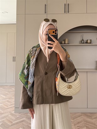 Front Düğmeli Bluz Vizon (5461)