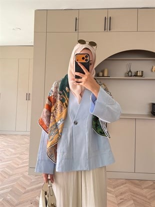 Front Düğmeli Bluz Mavi (5461)