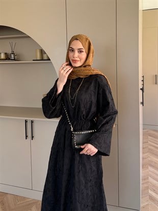 Fuya Brode Elbise Siyah (4494)
