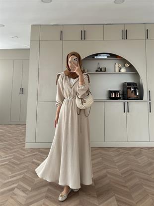 Galvin Geniş Yaka Elbise Taş