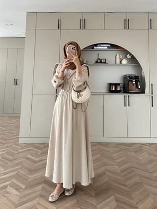 Galvin Geniş Yaka Elbise Taş