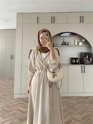 Galvin Geniş Yaka Elbise Taş