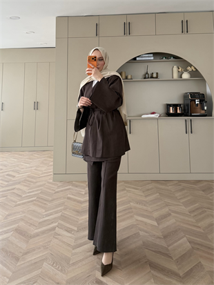 Garance Kruvaze Pantolonlu Kot Takım Acı Kahve (2367)