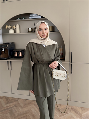 Garance Kruvaze Pantolonlu Kot Takım Haki (2367)