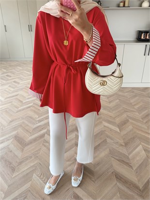 Garnili Oversize Sweat Kırmızı (3521)