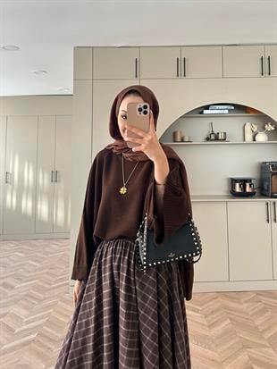 Geniş Kollu Kazak Acı Kahve