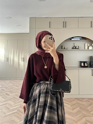 Geniş Kollu Kazak Bordo