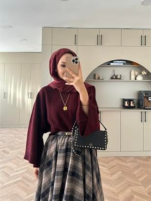 Geniş Kollu Kazak Bordo