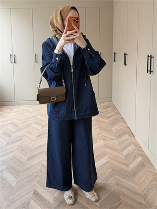 Geniş Pantolonlu Kot Takım Lacivert (6036)