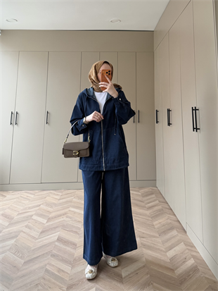 Geniş Pantolonlu Kot Takım Lacivert (6036)