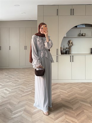 Ghalia Şifon Pantolonlu Takım Gri (8218)