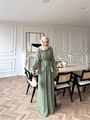 Ghalia Şifon Pantolonlu Takım Haki