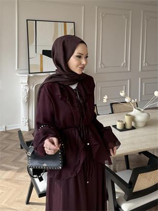 Ghalia Şifon Pantolonlu Takım Mürdüm 