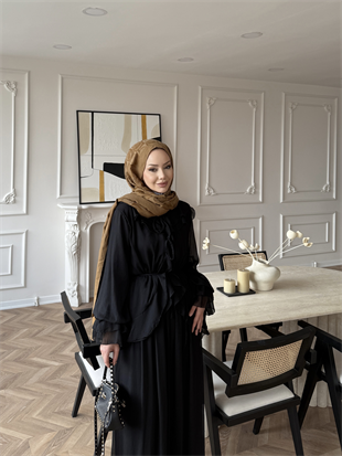 Ghalia Şifon Pantolonlu Takım Siyah