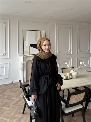 Ghalia Şifon Pantolonlu Takım Siyah