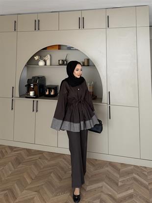 Gisa Pantolonlu Takım Kahve