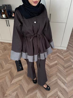 Gisa Pantolonlu Takım Kahve