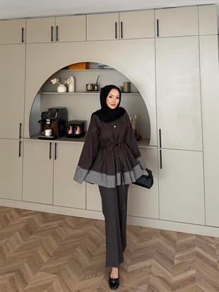 Gisa Pantolonlu Takım Kahve