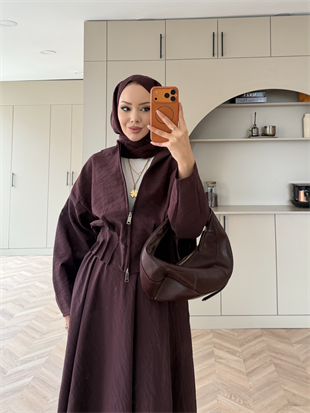 Glady Yaka Bağlamalı Cupra Etekli Takım Mürdüm (3023)