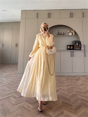 Gleam Taşlı Elbise Butteryellow (26081)