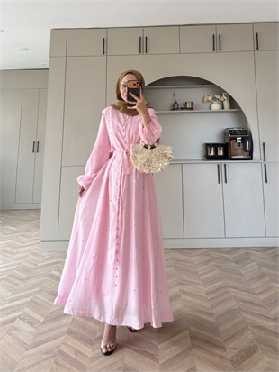 Gleam Taşlı Elbise Pembe (26081)