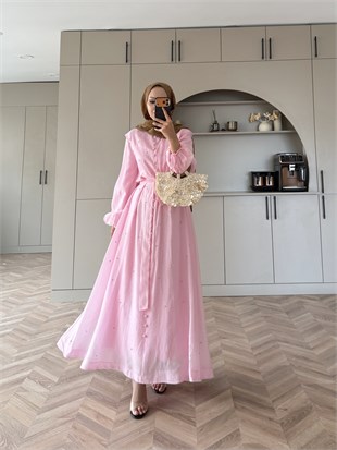 Gleam Taşlı Elbise Pembe (26081)