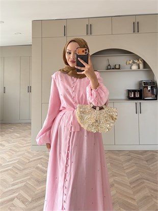 Gleam Taşlı Elbise Pembe (26081)