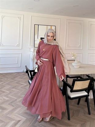Glow Müslin Etekli Takım Gül Kurusu (5754)