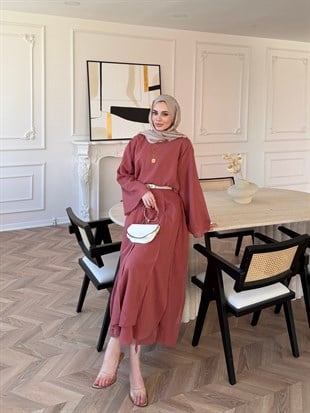Glow Müslin Etekli Takım Gül Kurusu (5754)