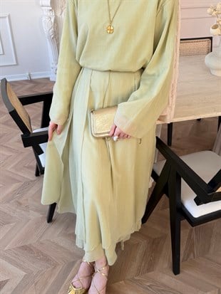 Glow Müslin Etekli Takım Haki (5754)